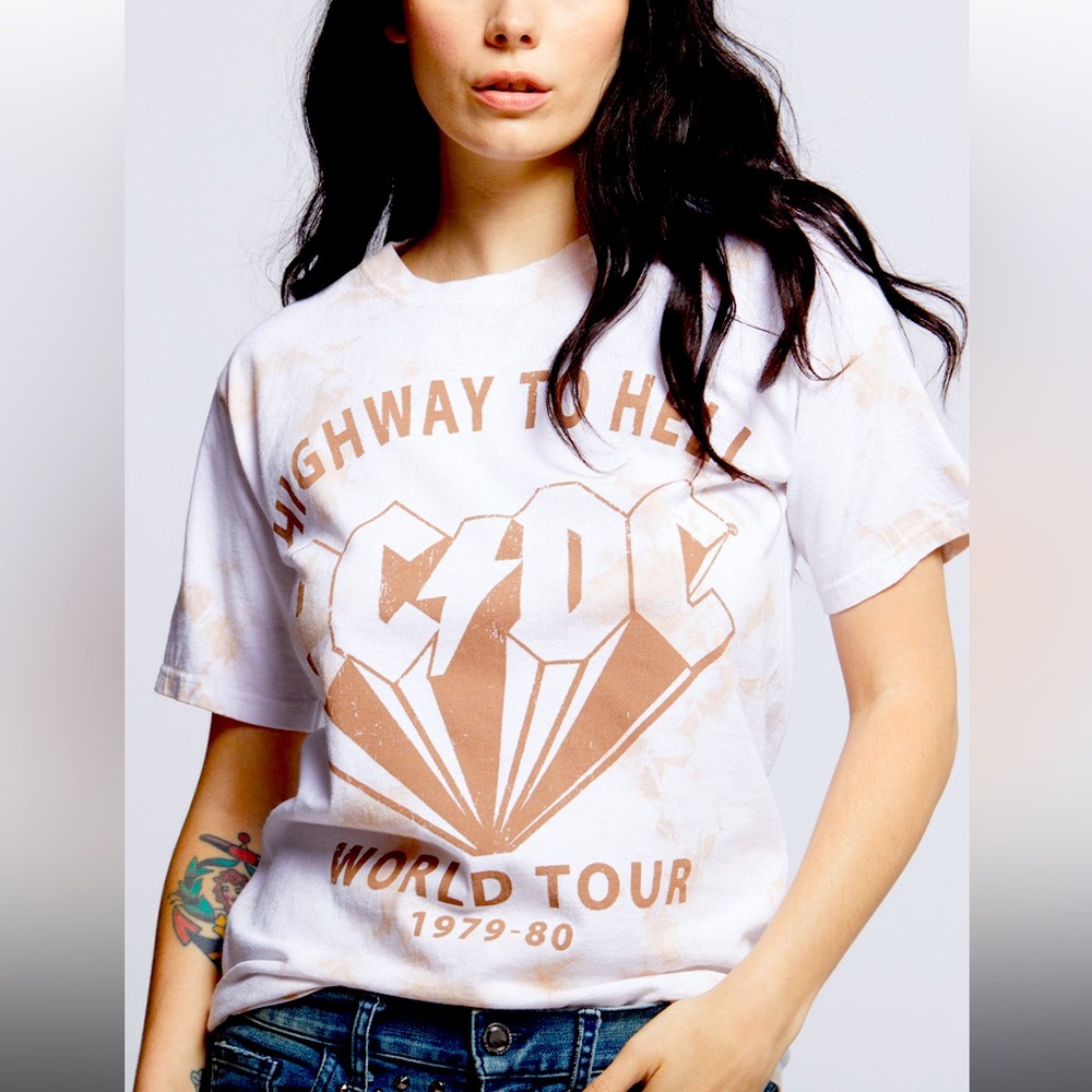 🌵NWOT Recycled Karma AC/DC Tie Dye Vintage Style Band Tee🌟